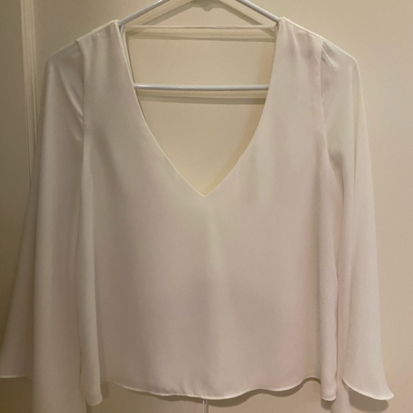 Zara Bell Sleeve Lace Up Back Long Sleeve White - Picture 2 of 5